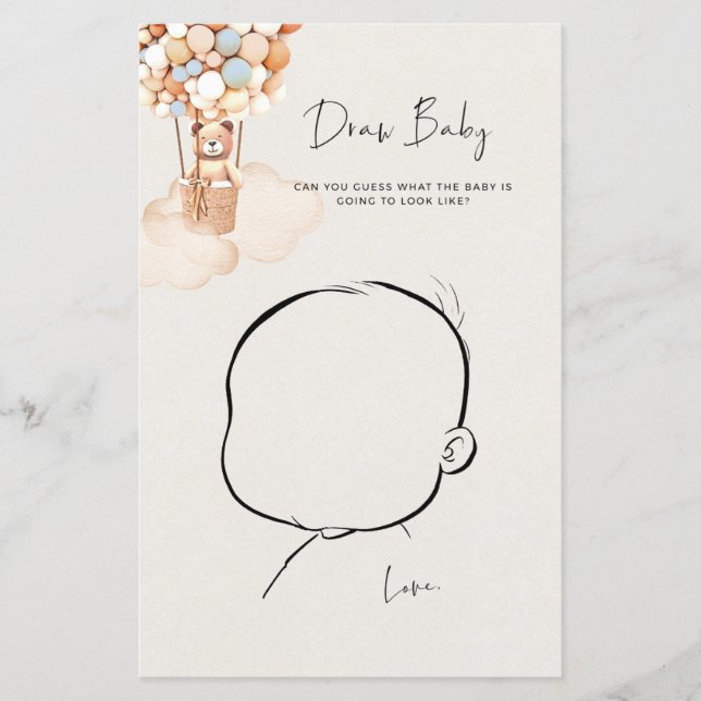 Jeu de Baby shower d'ours - Draw Baby (Devant)