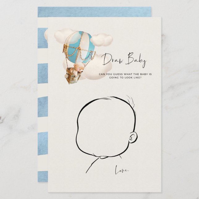 Jeu de Baby shower d'ours - Draw Baby (Devant / Derrière)