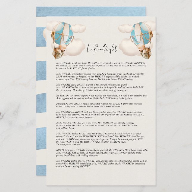 Jeu de Baby shower d'ours - gauche et droite (Devant / Derrière)