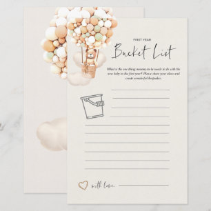 Jeu de Baby shower d'ours - Liste des compartiment