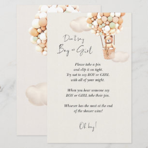 Jeu de Baby shower d'ours - Ne pas dire garçon ou 