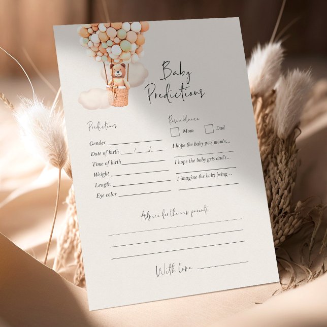 Jeu de Baby shower d'ours - Prédictions de bébé (Créateur téléchargé)