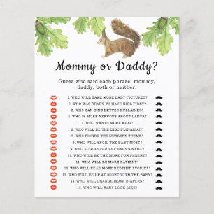 Jeu de baby shower écureuil - maman ou papa