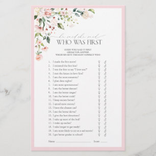 Jeu de Baby Shower Élégant Fleurs Aquarelle Rose p