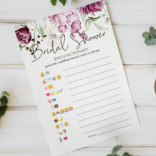 Jeu de Baby Shower Emoji Pictionary Pivoines Rose
