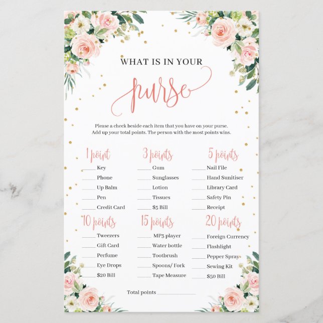 Jeu de baby shower en or rose pâle (Devant)