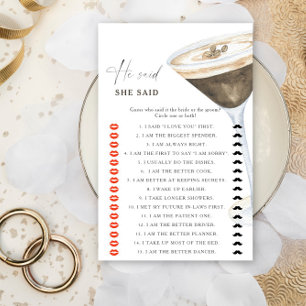 Jeu de baby shower espresso Il a dit ou elle a dit
