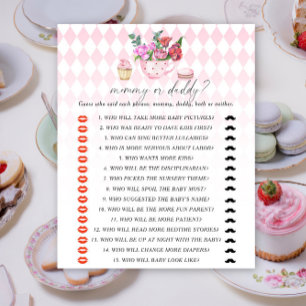 Jeu de baby shower : fête de thé - maman ou papa