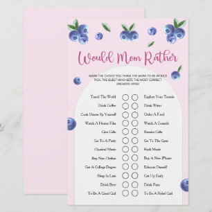 Jeu de Baby Shower Fille Aquarelle Sucrée Myrtille