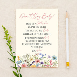 Jeu de Baby Shower Fleur Sauvage Florale Ne Dis Pa