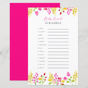 Jeu de Baby shower Fleur sauvage Word Scramble
