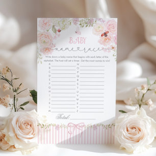 Jeu de baby shower floral Baby Name Race Love Bug