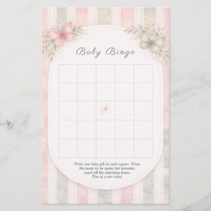 Jeu de baby shower floral papillon bingo