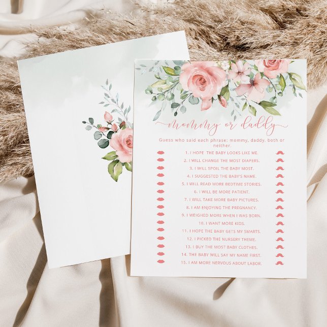 Jeu de baby shower floral rose rousse maman ou pap (Créateur téléchargé)