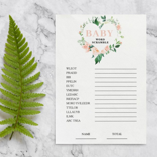 Jeu de Baby shower Flore Peach (Créateur téléchargé)
