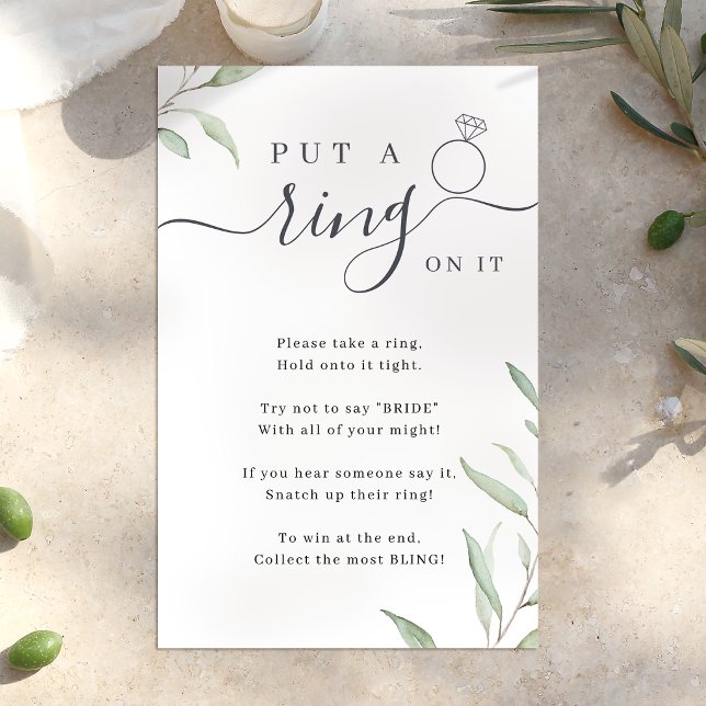 Jeu de baby shower "Greenery put a ring on it" (Greenery put a ring on it bridal shower game)
