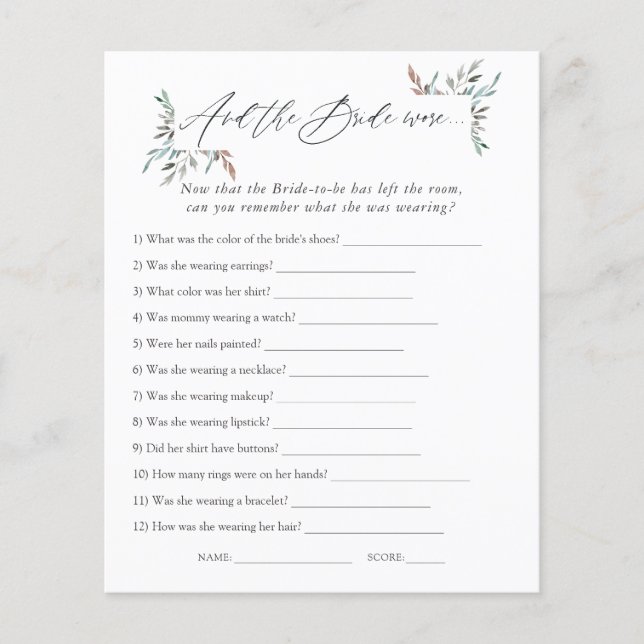 Jeu de Baby Shower Greenery Winter (Devant)