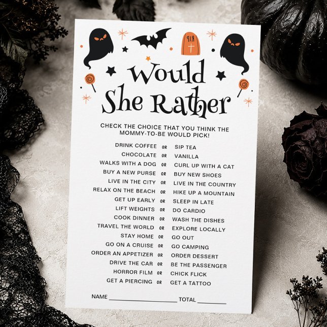 Jeu de Baby Shower Halloween "Préférerait-Elle" (Créateur téléchargé)