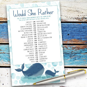 Jeu de Baby Shower « Happy Whales Would She Rather