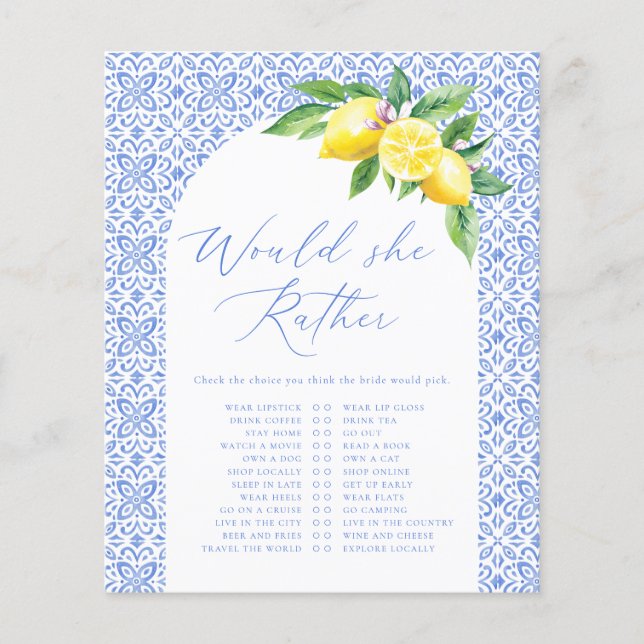 Jeu de Baby Shower Italien au Citron 'Would she Ra (Devant)