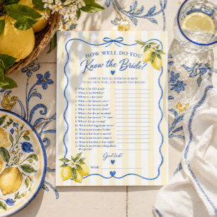 Jeu de Baby Shower Italien - Connaissez la Mariée