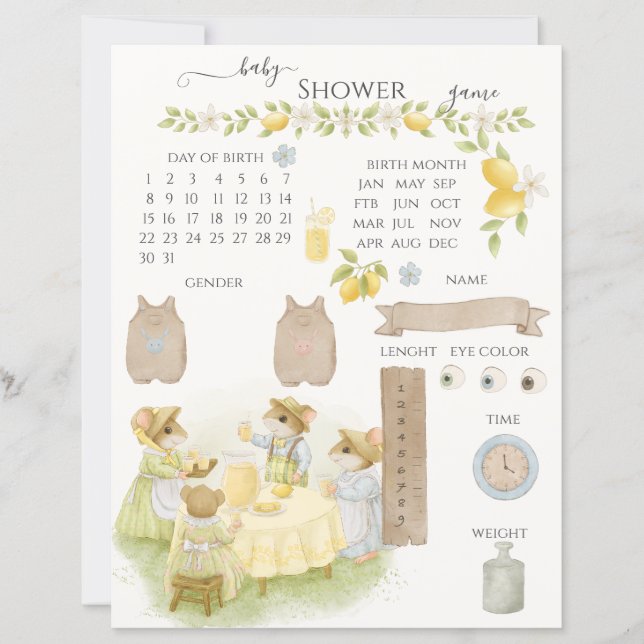 Jeu de baby shower Jardin de Citron avec Souris (Devant)