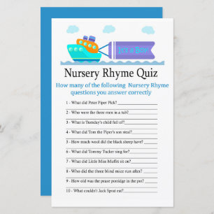 Jeu de baby shower Jeu de Quiz sur la rime des nav