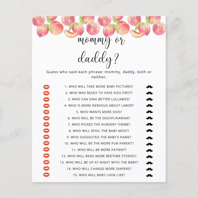 Jeu de baby shower "MAMAN ou PAPA au PECHE" (Devant)