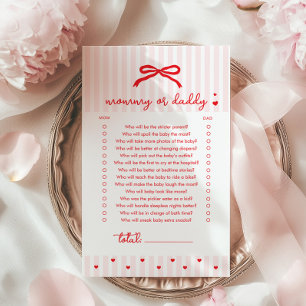 Jeu de baby shower Maman ou Papa Coquette Arc Roug
