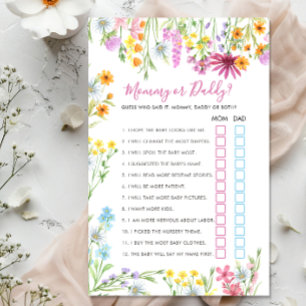 Jeu de Baby Shower Maman ou Papa Fleur Sauvage Flo