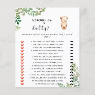 Jeu de baby shower « Maman ou papa ours »