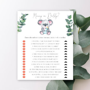 Jeu de baby shower Maman ou papa ours koala