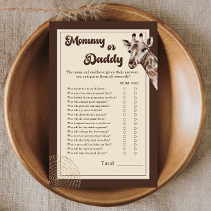 Jeu de Baby Shower « Maman ou Papa » Safari Girafe