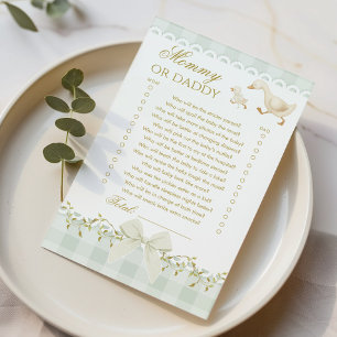 Jeu de baby shower Maman ou Papa Silly Goose Sage