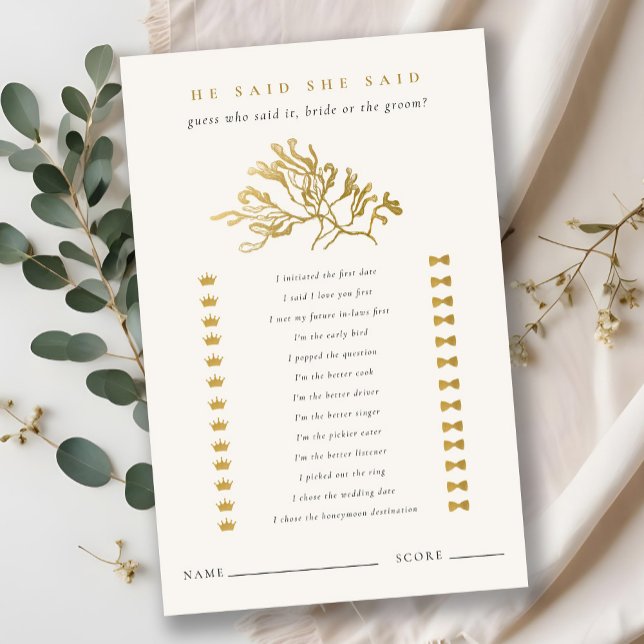 Jeu de Baby Shower Mariage Dit-Il Dit-Elle Algue D (Créateur téléchargé)