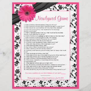 Jeu de Baby Shower Mariage Fleur de Gerber Rose Fo