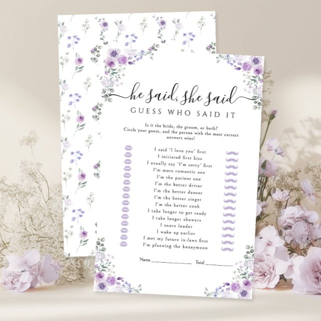 Jeu de Baby Shower Mariage Fleurs Violettes Il a d (Créateur téléchargé)