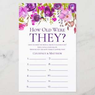 Jeu de Baby Shower Mariage Fleurs Violettes Quel â