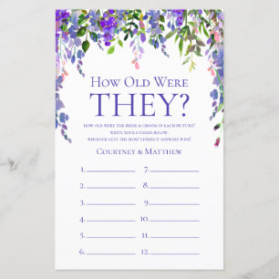 Jeu de Baby Shower Mariage Fleurs Violettes Quel â