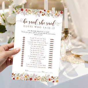 Jeu de Baby Shower Mariage Floral d'Automne Il a d