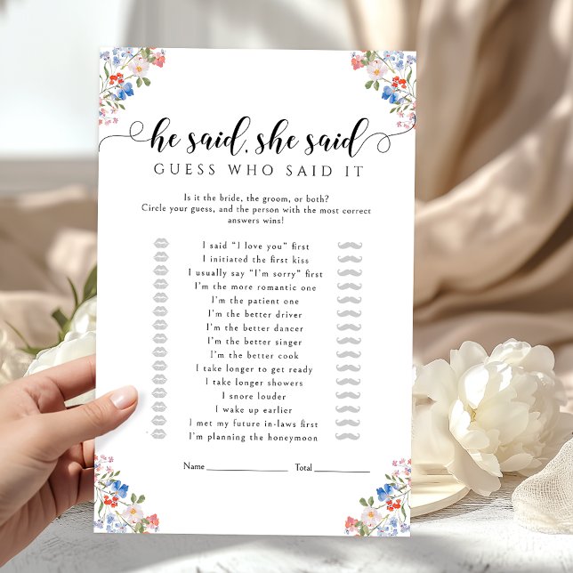 Jeu de Baby Shower Mariage Floral Rustique Il a di (Créateur téléchargé)
