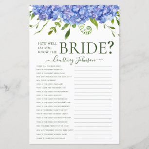 Jeu de Baby Shower Mariage Hydrangeas Bleues