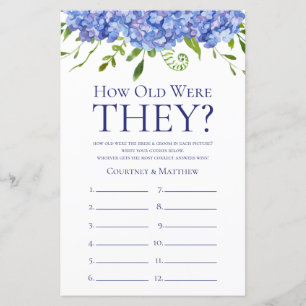 Jeu de Baby Shower Mariage Hydrangeas Bleues