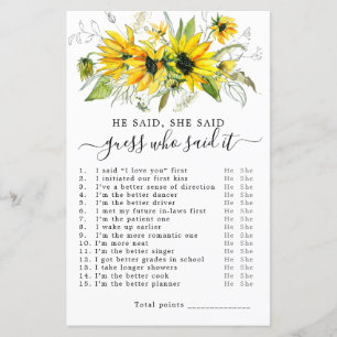 Jeu de Baby Shower Mariage Il a dit Elle a dit
