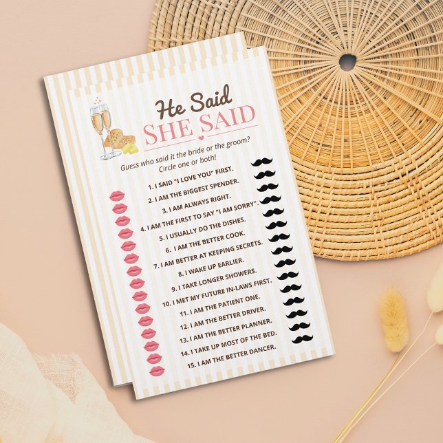 Jeu de Baby Shower Mariage Il a Dit Elle a Dit  (Créateur téléchargé)