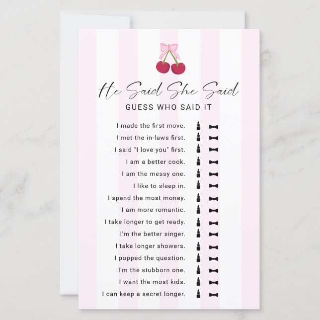 Jeu de Baby Shower Mariage Il a Dit Elle a Dit Coq (Devant)