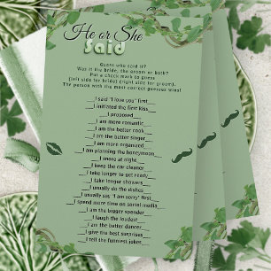 Jeu de Baby Shower Mariage Sage Greenery Il a Dit