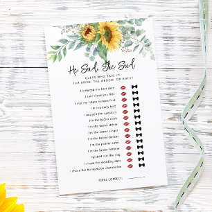 Jeu de Baby Shower Mariage Sunflower Il a Dit Elle