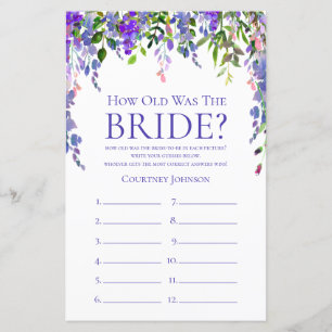 Jeu de Baby Shower Mariage Wisteria Violet