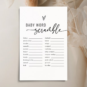 Jeu de Baby shower minimaliste de mot bébé